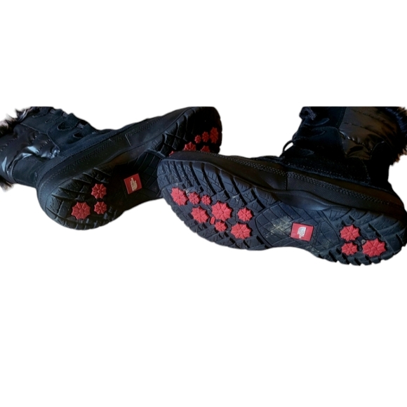 Northface Prima Loft Black Suede Fur Snow Boots Weather Proof 200 Gram Lace Up - Picture 6 of 7